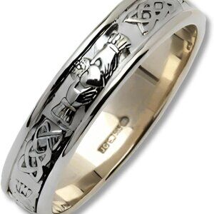 Women's Irish 925 Sterling Silver Claddagh Wedding Ring, 1/8" Band, Traditional